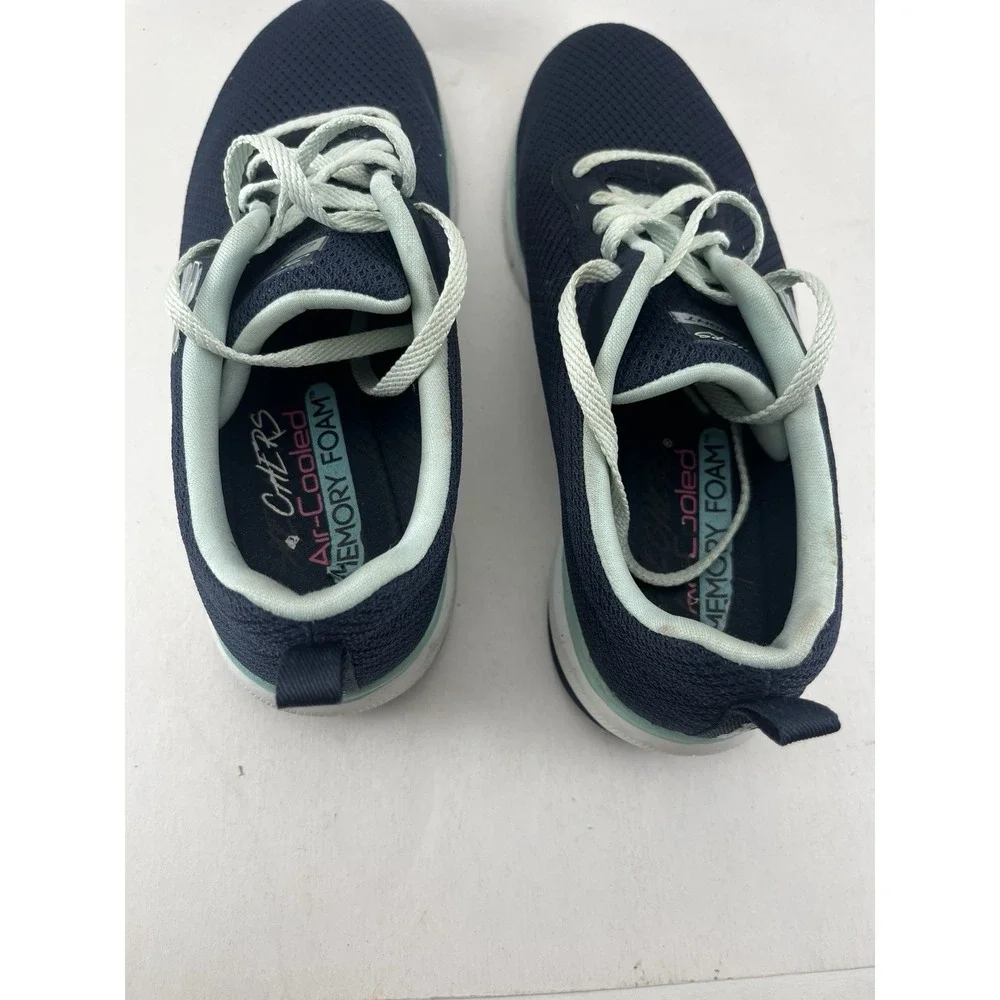 Skechers Women's Size 7 Navy Aqua Lite-Weight Lace Up Sneakers 13070TX
